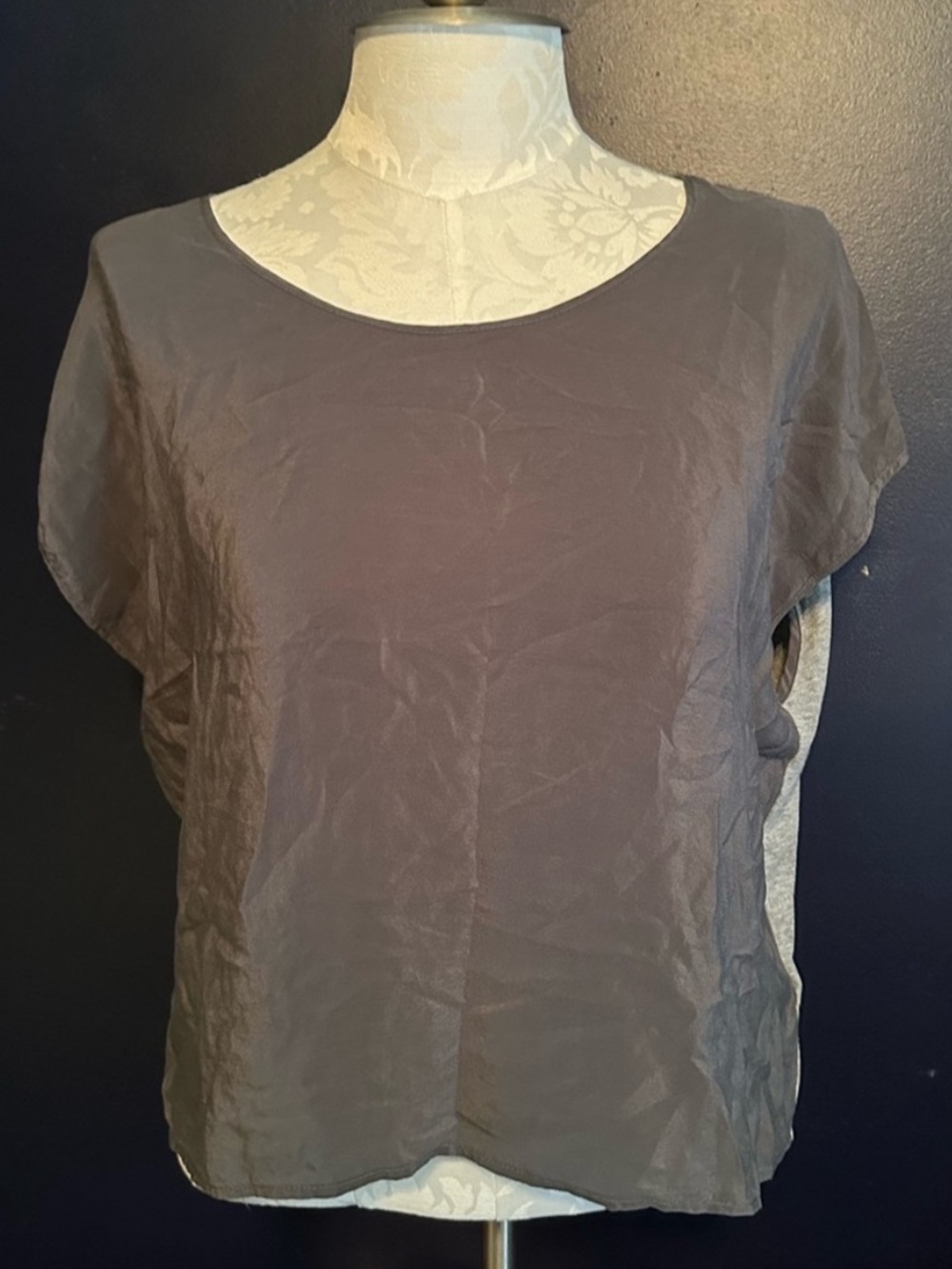 Urban Outfitters Sparkle & Fade gray silk crop top blouse size small minimalist